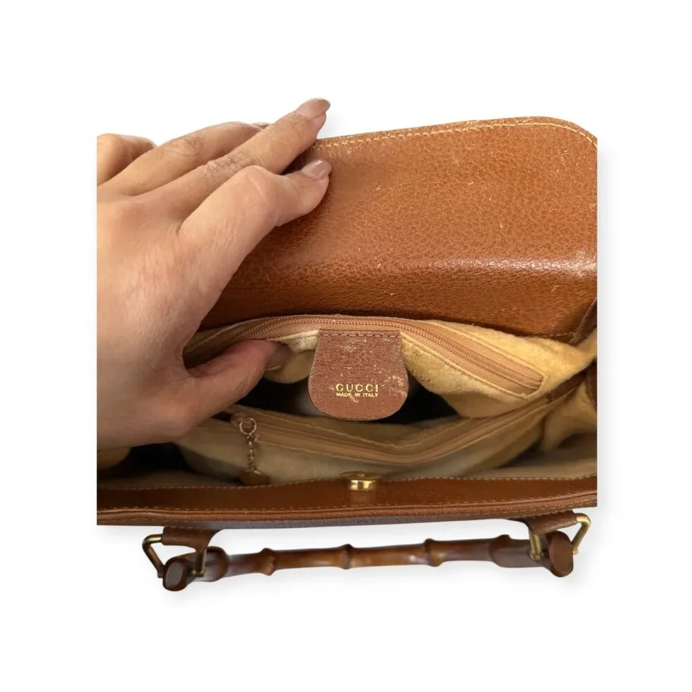 Vintage Gucci Diana Bamboo Handle Leather Tote | Project Piece - Picture 9 of 10